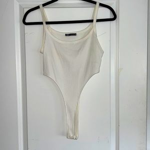 Zara High Cut White Bodysuit